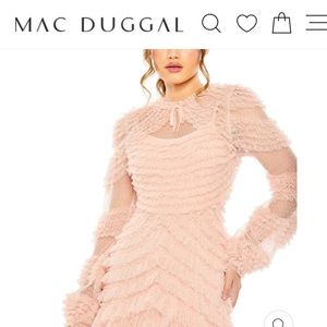 Mac Duggal pink ruffle tiered gown